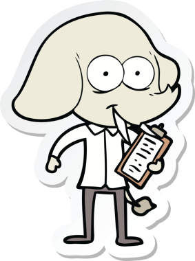 Bir insan tarafından çizilmiş mutlu bir filin çıkartması.