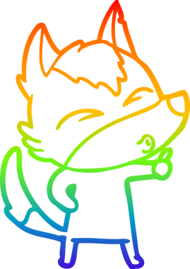 Gökkuşağı gradyan çizgi çizimi bir insan tarafından çizilmiş bir kurt çizgi