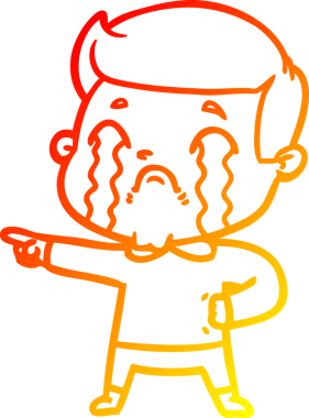 Bir insan tarafından çizilmiş ağlayan bir çizgi film karakteri çizimi.