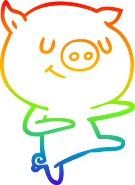 gökkuşağı gradyan çizimi mutlu çizgi film domuz dansı bir insan tarafından çizildi