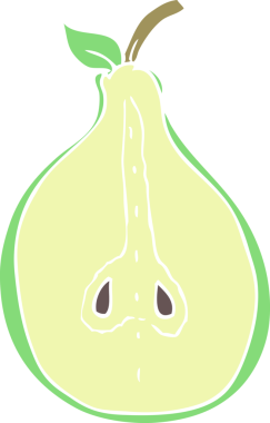 Bir insan tarafından çizilmiş armutun düz renk çizimi