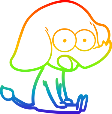 Gökkuşağı gradyan çizgisi bir insan tarafından çizilmiş şirin bir fil çizimi