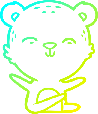 Bir insan tarafından çizilen mutlu çizgi film ayısının soğuk gradyan çizgisi.