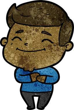 Bir insan tarafından çizilmiş mutlu çizgi film adamı.