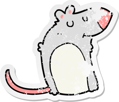 Bir insan tarafından çizilmiş şişman bir farenin sıkıntılı çıkartması.