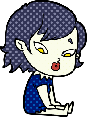 Bir insan tarafından çizilmiş şirin vampir kız çizgi filmi.