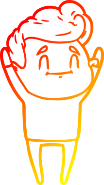 Bir insan tarafından çizilmiş mutlu bir çizgi film karakteri çizimi.