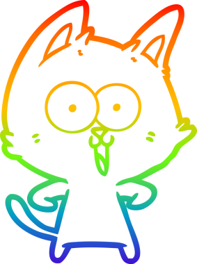 gökkuşağı gradyan çizimi bir insan tarafından çizilmiş komik bir çizgi film kedisi