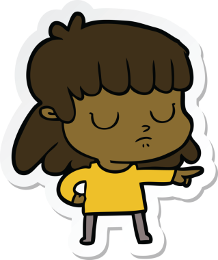 Bir insan tarafından çizilmiş, ilgisiz bir kadının çıkartması.