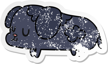 Bir insan tarafından çizilmiş şirin bir köpeğin depresif bir çizgi film çizimi.