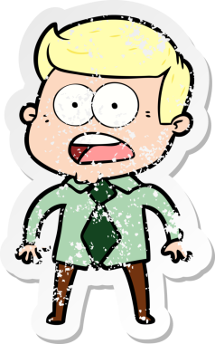 Bir insan tarafından çizilen şok olmuş bir adamın karikatür çıkartması.