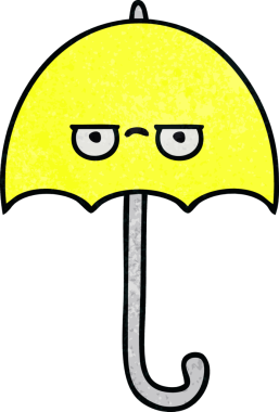 Bir insan tarafından çizilmiş eski grunge desenli şemsiye.