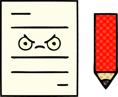 bir insan tarafından çizilmiş bir test kağıdının çizgi roman tarzı karikatürü