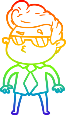 Gökkuşağı gradyan çizimi. Bir insan tarafından çizilmiş havalı bir adamın çizimi.