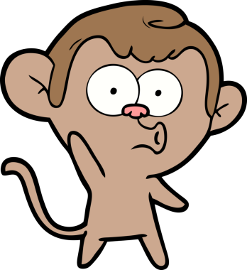 Bir insan tarafından çizilmiş korna çalan maymun.