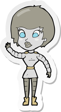 Bir insan tarafından çizilmiş robot bir kadının çıkartması.