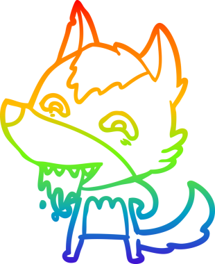 Gökkuşağı gradyan çizgisi insan tarafından çizilmiş aç bir kurt çizgi.