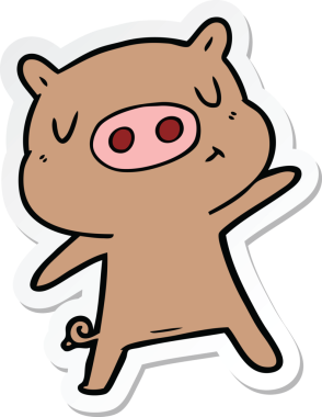 Bir insan tarafından çizilmiş çizgi film içerikli bir domuzun çıkartması.