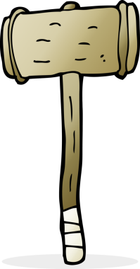 Bir insan tarafından çizilmiş ahşap çekiç.