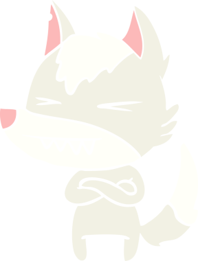 kızgın kurt düz renkli çizgi film bir insan tarafından çizildi.