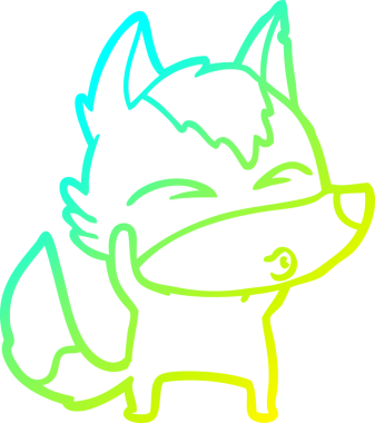 Bir insan tarafından çizilmiş bir kurt çizgi filminin soğuk gradyan çizimi