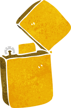 bir insan tarafından çizilmiş bir metal çakmak.