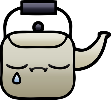 Bir insan tarafından çizilmiş gölgeli bir çaydanlık karikatürü