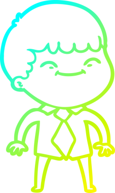 Bir çizgi film karakteri çizen soğuk çizgi bir insan tarafından çizilmiş mutlu çocuk.