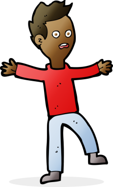 Çizgi film bir insan tarafından çizilmiş ürkmüş çocuk.