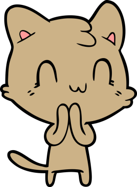 Bir insan tarafından çizilmiş mutlu bir kedi.