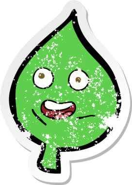 Bir insan tarafından çizilmiş mutlu bir yaprağın gerilimli yapıştırması.