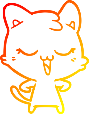 Bir insan tarafından çizilmiş mutlu çizgi film kedisinin sıcak çizgi çizgisi.