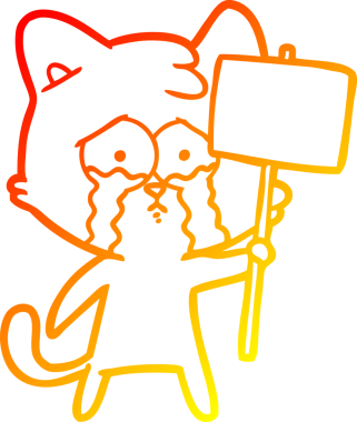 Bir insan tarafından çizilmiş çizgi film kedisinin sıcak çizgi çizimi