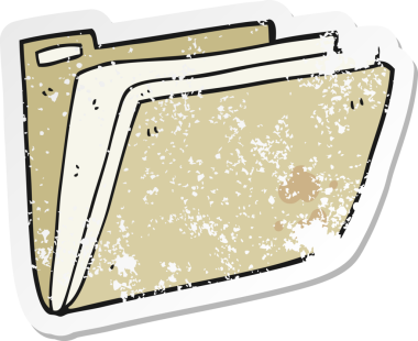 Bir insan tarafından çizilmiş bir karikatür iş dosyasının geriletilmiş etiketi.