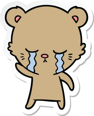 Bir insan tarafından çizilmiş ağlayan çizgi film ayısının çıkartması.