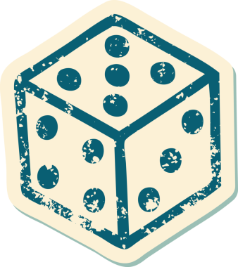 Bir insan tarafından çizilmiş bir zarın sembolik dövmeli görüntüsü