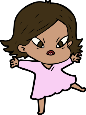 Çizgi film bir insan tarafından çizilmiş stresli kadın.