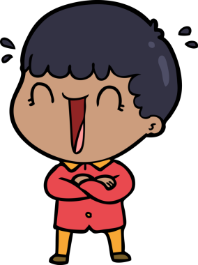 Bir insan tarafından çizilmiş gülen karikatür adam.