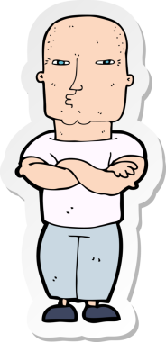 Bir insan tarafından çizilmiş sert bir adamın çıkartması.