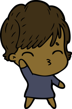 Bir insan tarafından çizilmiş bir çizgi film kadını.