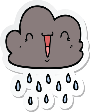 Bir insan tarafından çizilmiş bir karikatür fırtına bulutunun çıkartması.