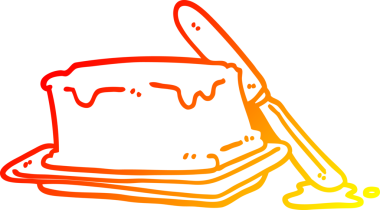 Bir insanın çizdiği tereyağı ve bıçağın sıcak çizgi çizimi.