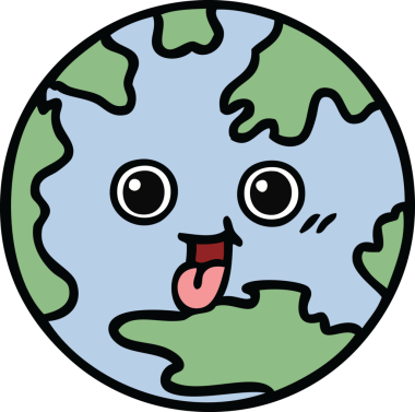 Bir insan tarafından çizilmiş şirin bir dünya karikatürü.