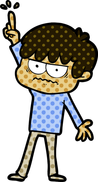 Bir insan tarafından çizilmiş sinirli çizgi film çocuğu.