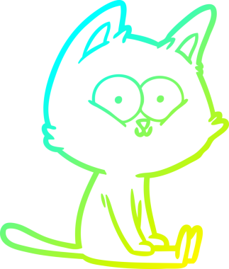 Bir insan tarafından çizilmiş çizgi film kedisinin soğuk gradyan çizgisi