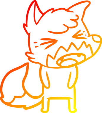 Bir insan tarafından çizilmiş kızgın bir tilkinin sıcak çizgi çizimi