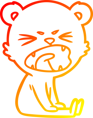 Bir insan tarafından çizilmiş kızgın bir çizgi film ayısının sıcak çizgi çizimi