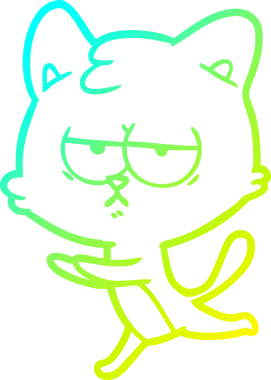 Sıkılmış çizgi film kedisinin insan tarafından çizilmiş soğuk gradyan çizgisi