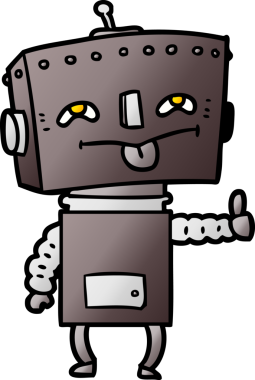 Bir insan tarafından çizilmiş çizgi film robotu