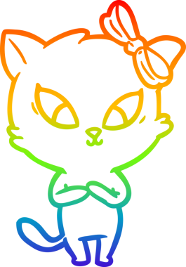 gökkuşağı gradyanı çizimi bir insan tarafından çizilmiş çizgi film kedisi